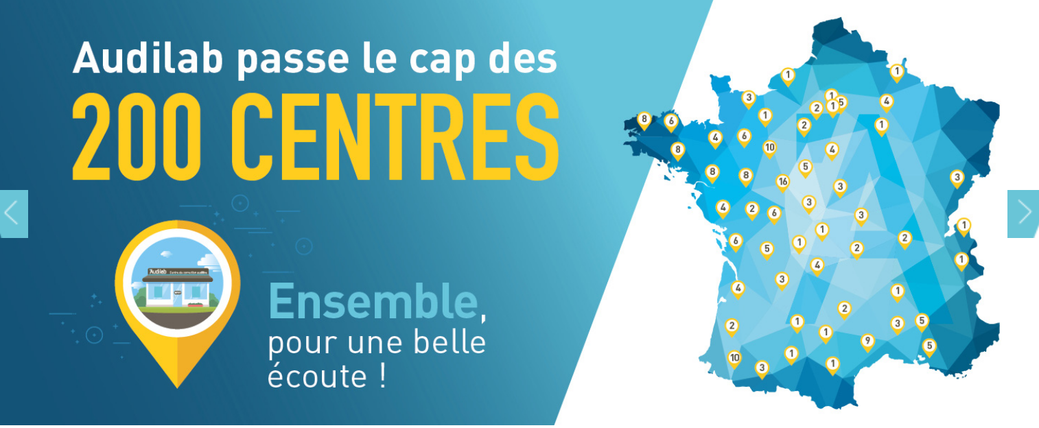 Carte de France - Audilab passe le cap des 200 centres
